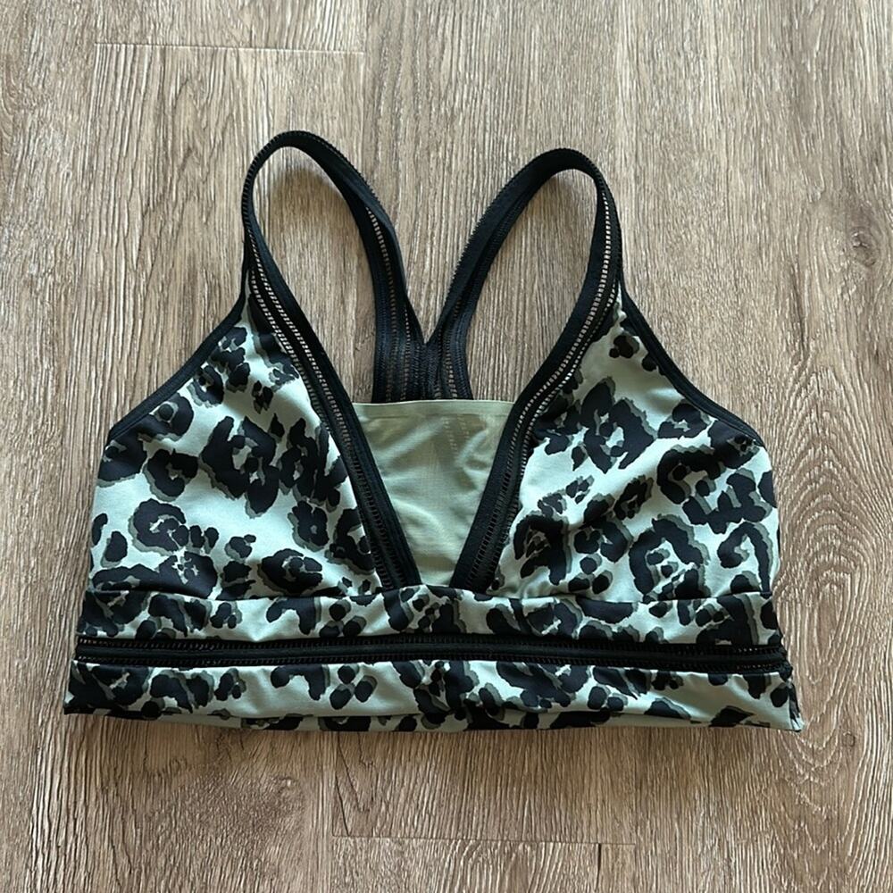 Victoria’s Secret Sport Racerback Mesh Sports Bra Green & Black Cheetah Medium
